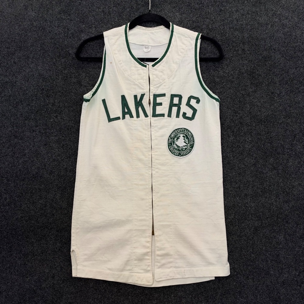 Vintage 1940s Russell Southern Durene Lakers Basketball Warm Up Jersey Zip Front